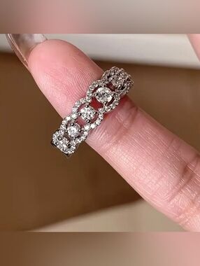 💙Adjustable Silver Tone Hypoallergenic Multi CzCrystal Eternity Band